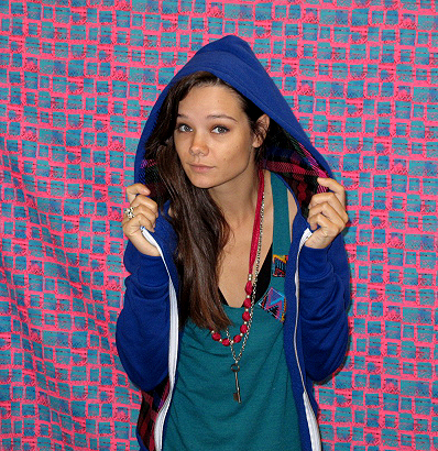 mearii at slate rocking a blue hoody and awesome apliiq tank